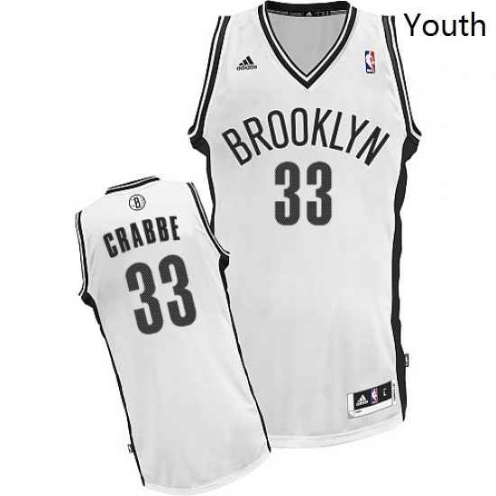 Youth Adidas Brooklyn Nets 33 Allen Crabbe Swingman White Home NBA Jersey